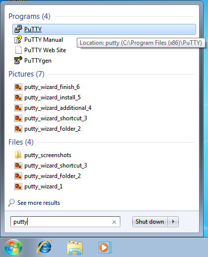 Install PuTTY on OpenShift Configure a PuTTY Session Step 1: Launch PuTTY screenshot