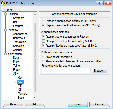 Install PuTTY on OpenShift Configure a PuTTY Session Step 4: Associate the ssh key screenshot